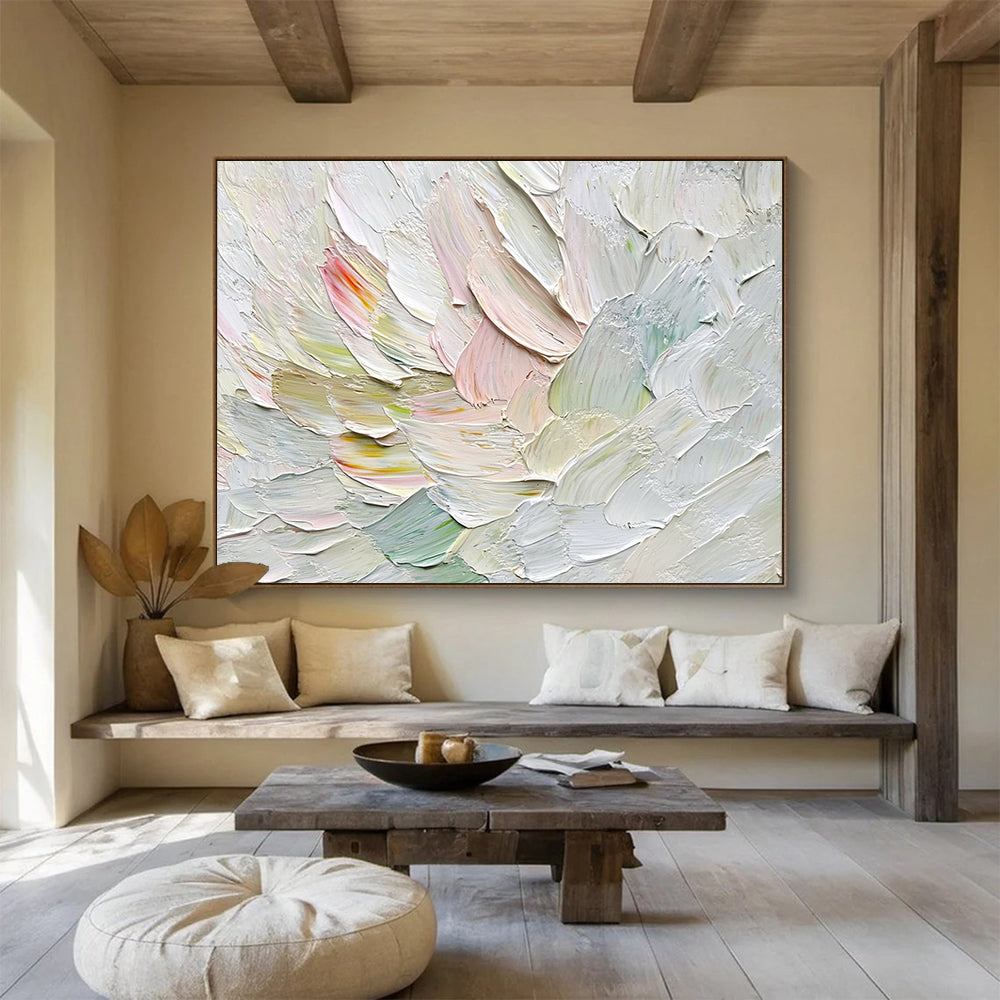 “Textured Pastel Petals” - Pastel Colors, Textured Floral Painting On Canvas HB0715