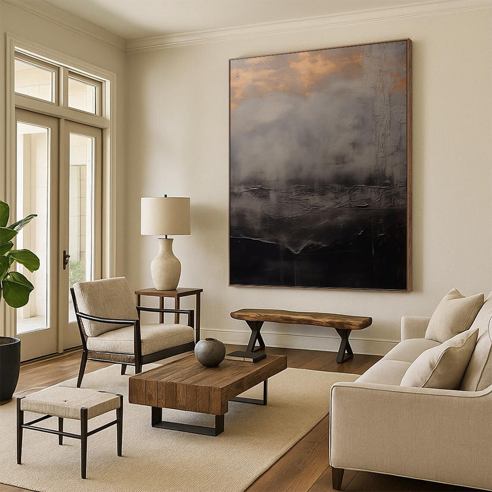 Custom Vertical Hand - Painted Textured Abstract Painting for Bedroom and Entryway DKH1662