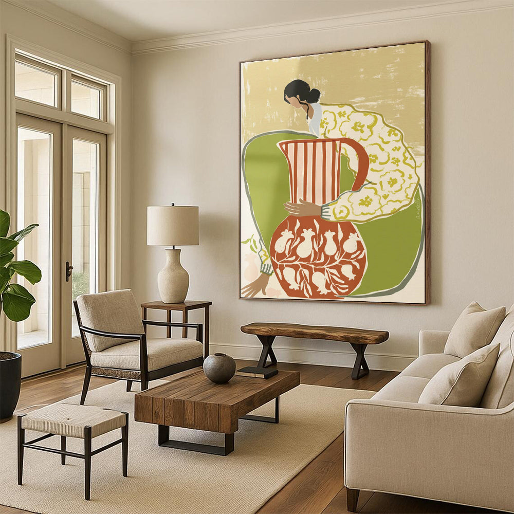 Artfully Designed Hand - Painted Textured Canvas Mural for Hallway & Bar DKH1145