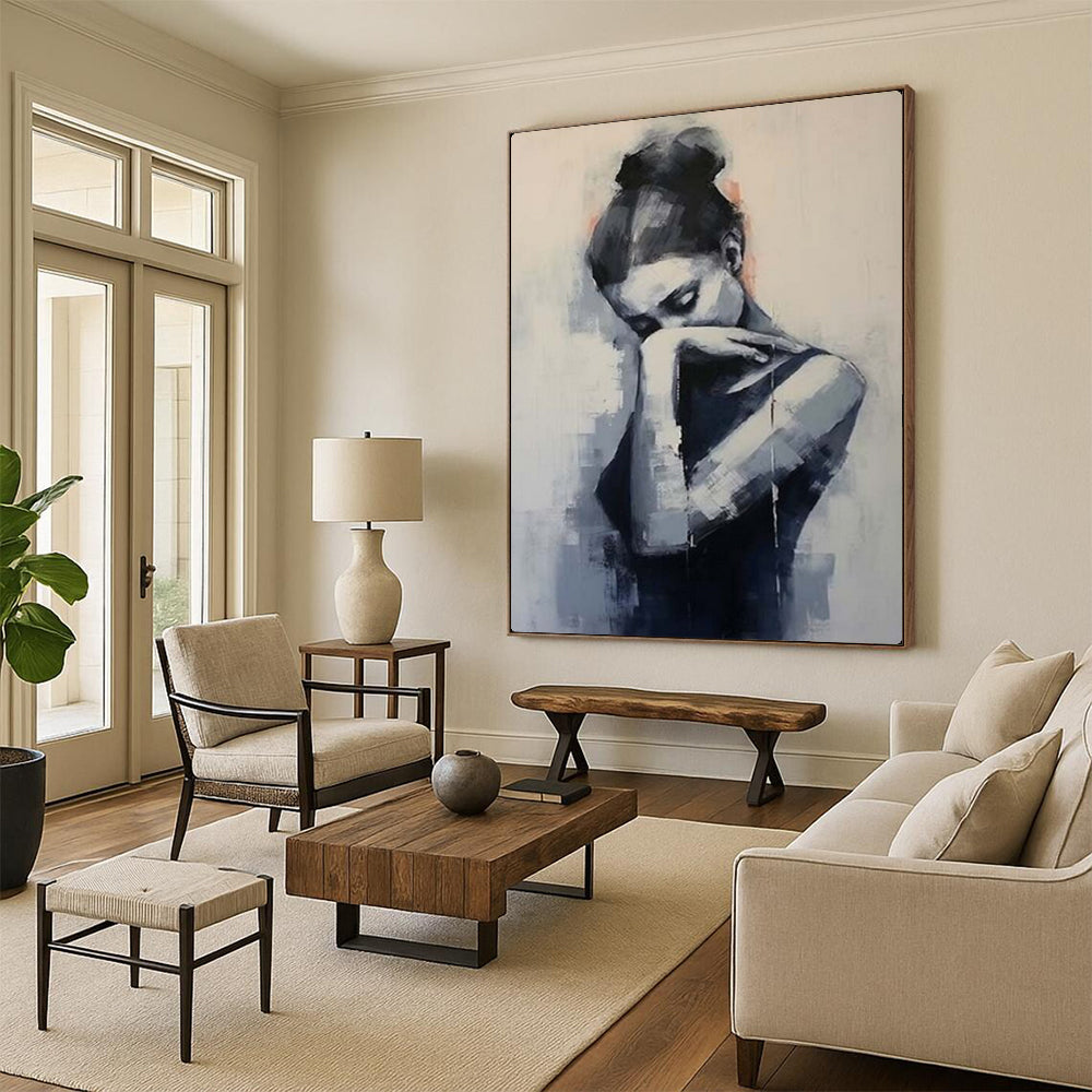 Hand-Painted Large-Scale Textured Abstract Wall Art for Bedroom & Meditation Room LargeART2140