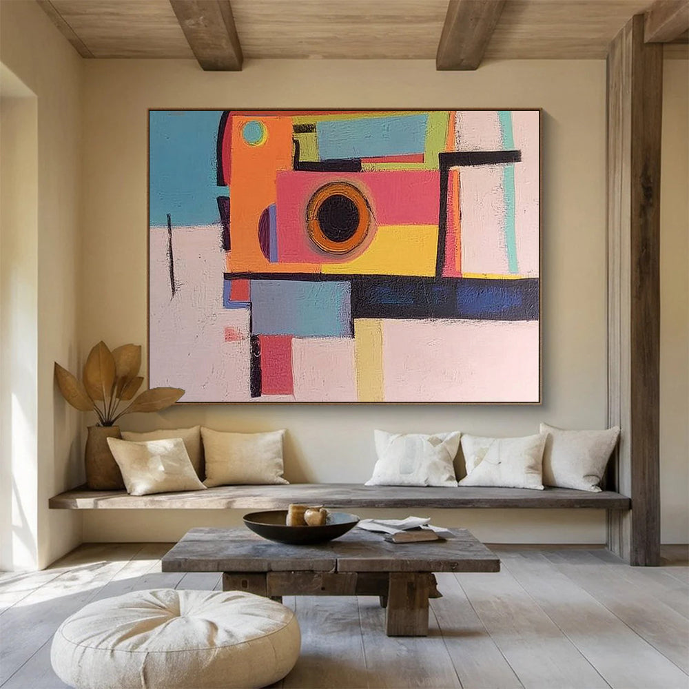Colorful Geometric Abstract "Playful Prism" Painting On Canvas HB0411