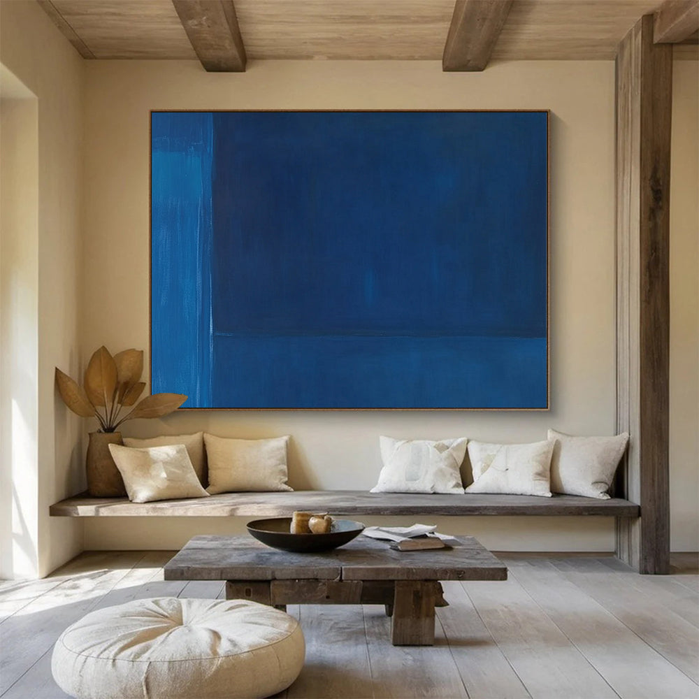 “Deep Blue Minimalist Blocks” - Deep Blue, Block Shapes, Minimalist Painting On Canvas HB0844