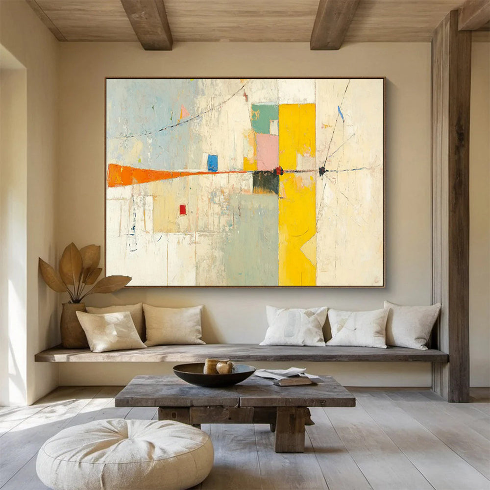 Large - Format Hand - Painted Textured Abstract Wall Mural for Bar & Dining Room DKH614