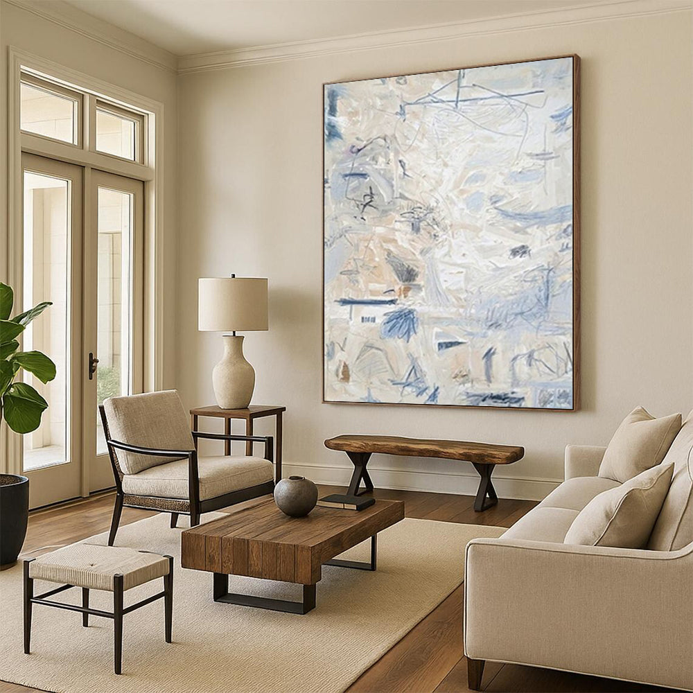 Fibrous Textures: Extended Custom Abstract Painting for Office and Dining Room DTP144