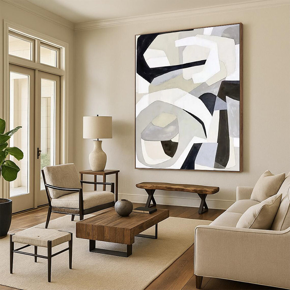 Creatively Curated Hand - Painted Textured Canvas Mural for Bar & Hotel Lobby DKH1141