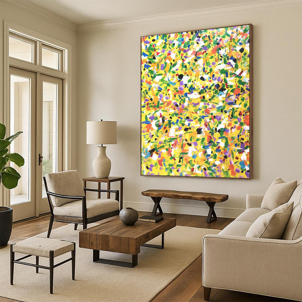 Stupendous Vertical Hand - Painted Custom Abstract Dithyramb (with Expressive Textures) for Living Room and Bar DKH1571
