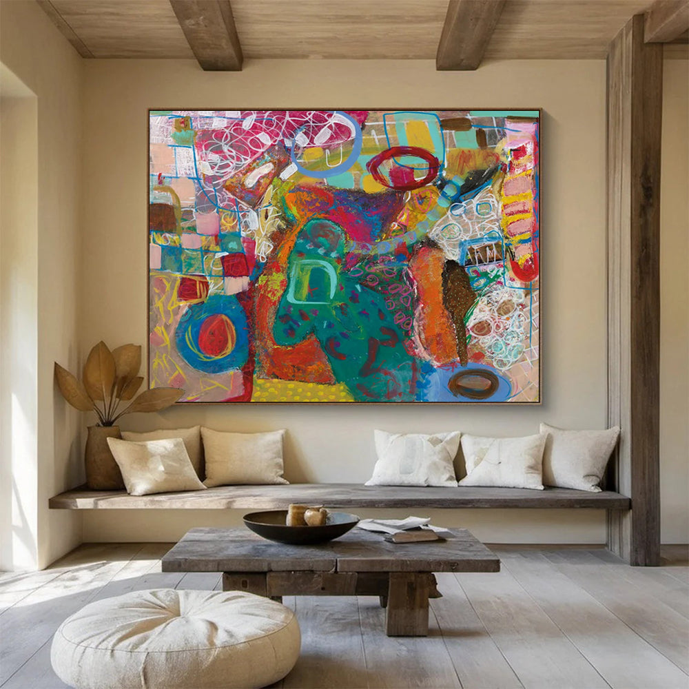 Bright Abstract Expressionism - Playful Living Room or Nursery Decor DLZ244
