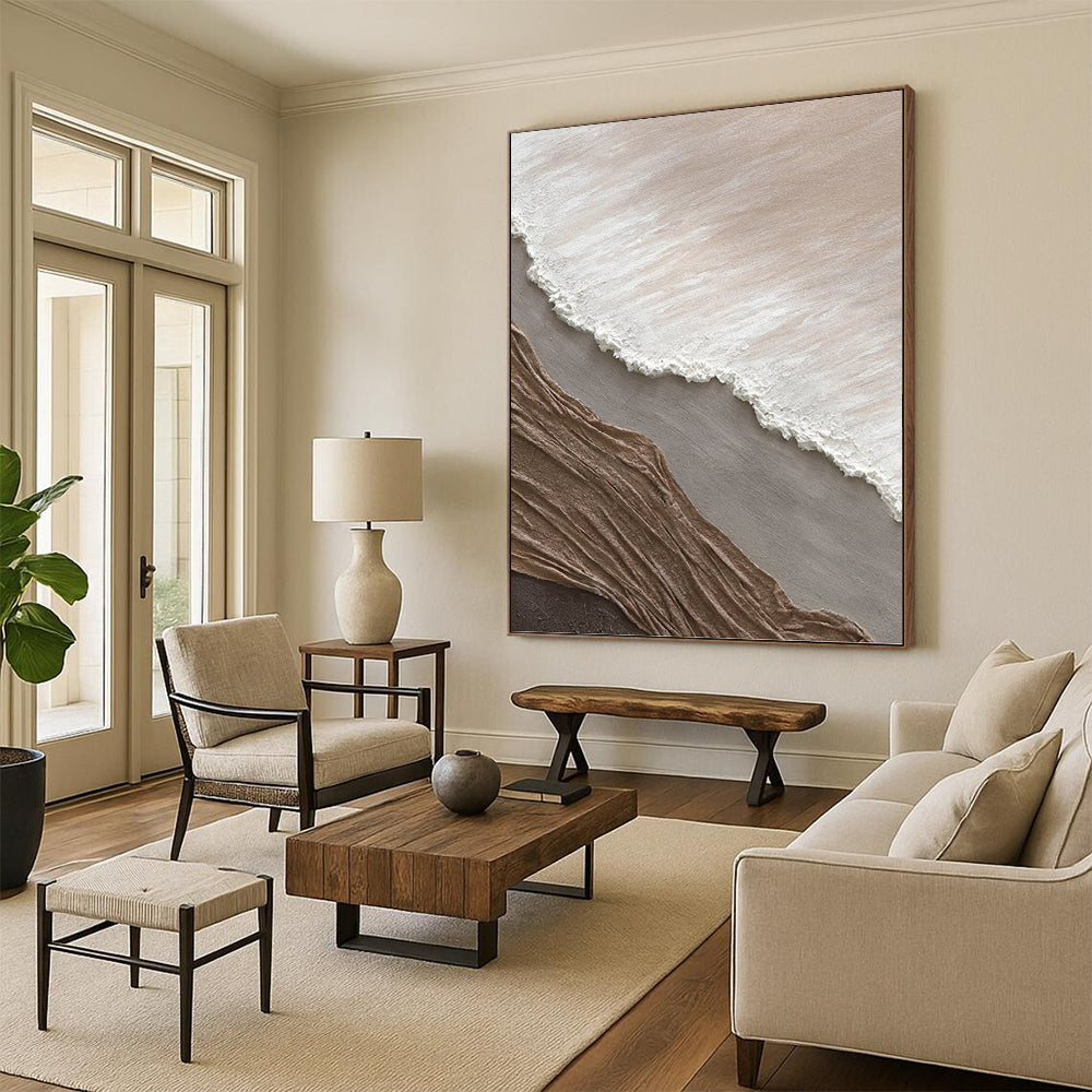 Large - Scale Hand - Painted Custom Textured Abstract on Canvas for Living Room & Office DKH1036