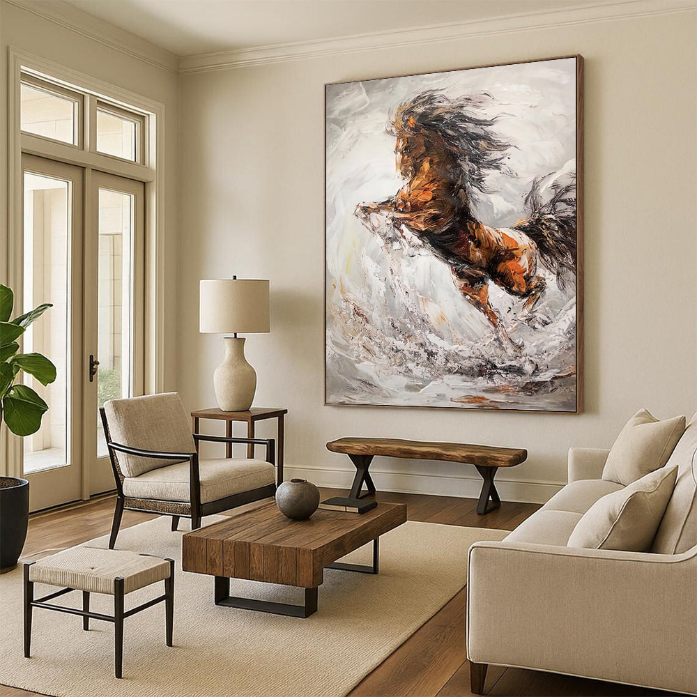 Large - Sized Dynamic Hand - Painted Textured Abstract Painting on Canvas for Living Room & Office DKH1431