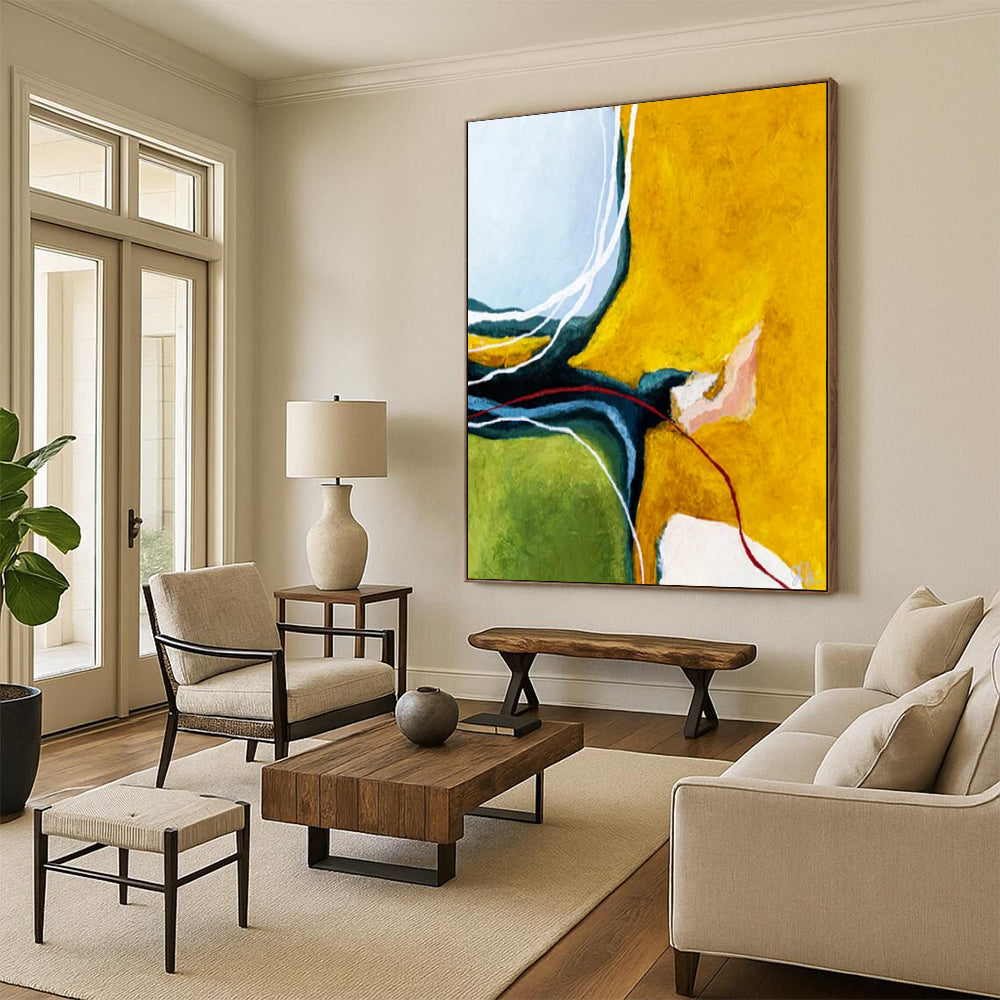 Ravishing Expansive Hand-Painted Abstract Artworks: Enchant Your Living Room & Hotel LargeART2387