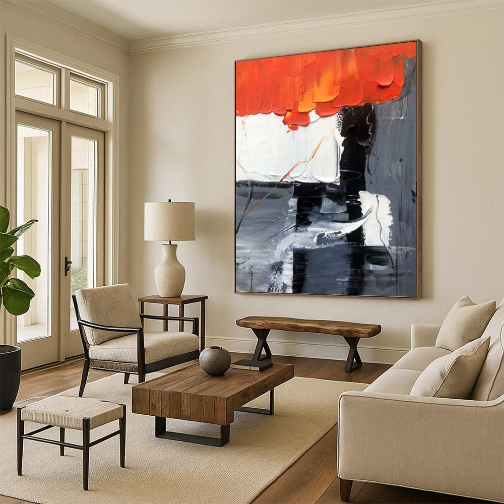 Oversized Custom - Rendered Textured Canvas Abstract for Dining Room & Hallway DKH1058