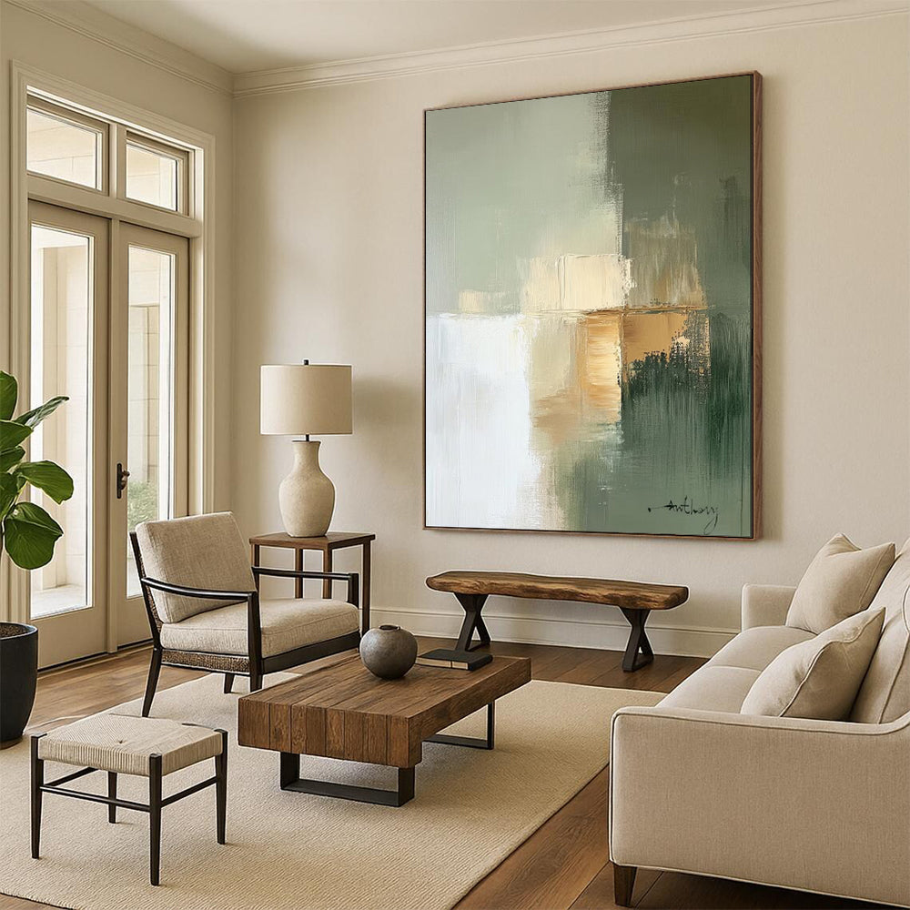 Rustic Farmhouse Textured Abstract Wall Art for Kitchen & Dining Nook LargeART2081