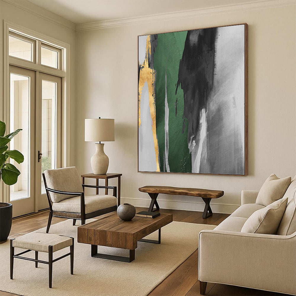Grandiose - Scale Vertical Hand - Painted Textured Custom Abstract Gem, Perfect for Bedroom and Dining Room DKH1522