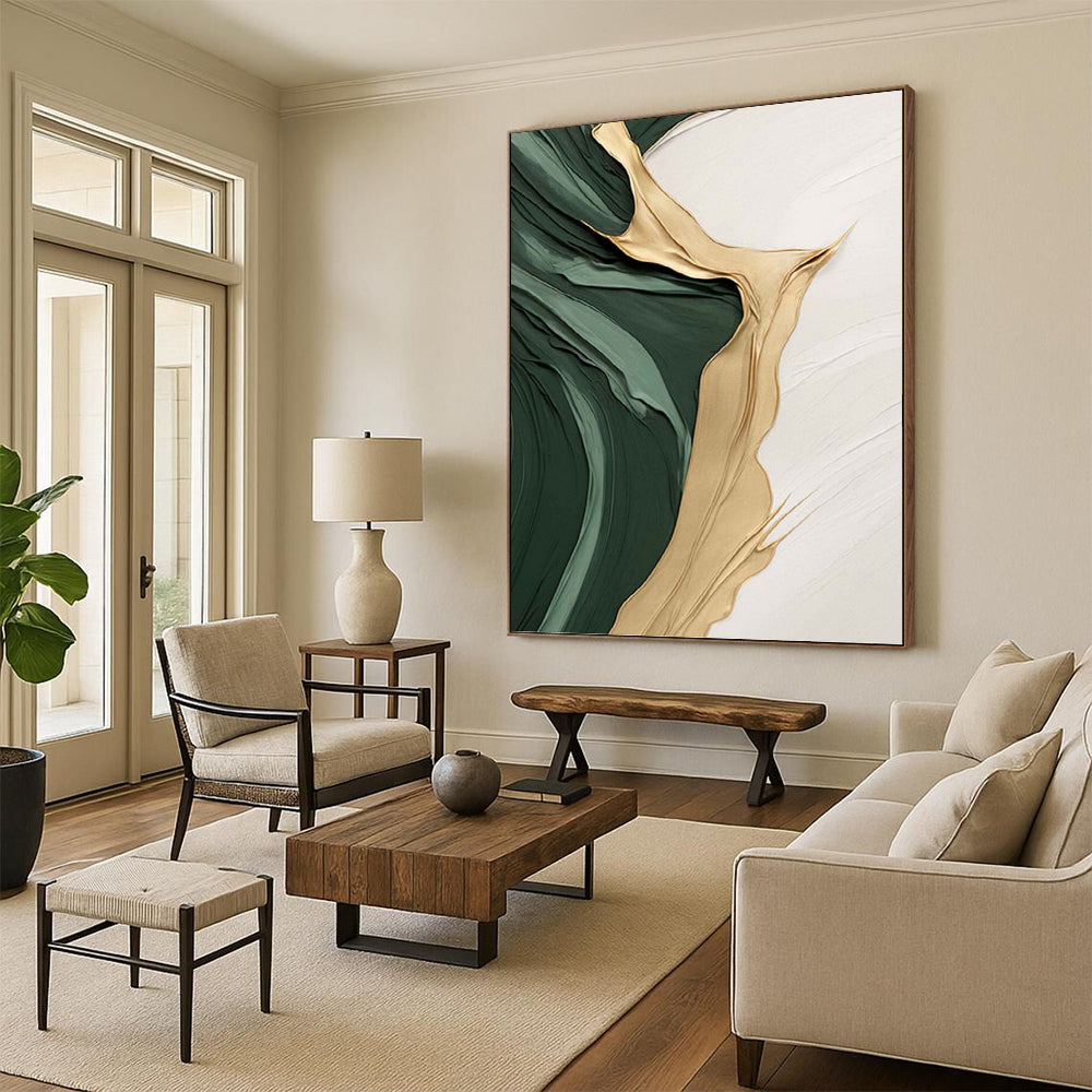 Oversized - Format Hand - Painted Textured Custom Abstract Gemstone, for Hotels and Entryway DKH1496