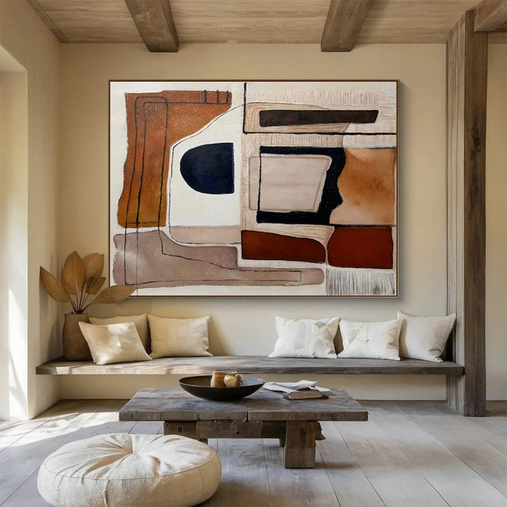 Large - Format Hand - Painted Textured Abstract Painting for Decorative Impact DKH655