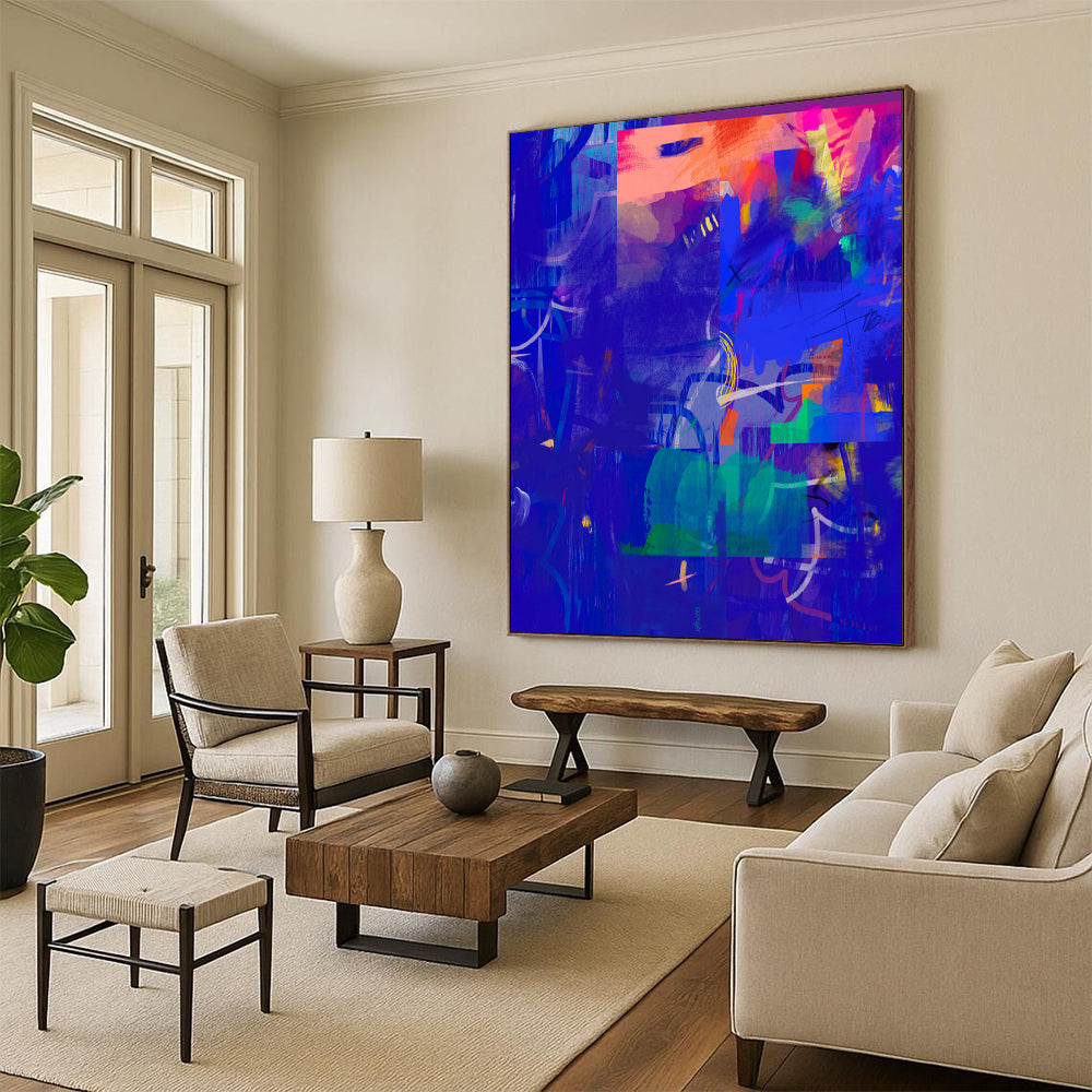 Modern & Minimalist Hand-Painted Custom Abstract Painting for Office & Hotel LargeART2007