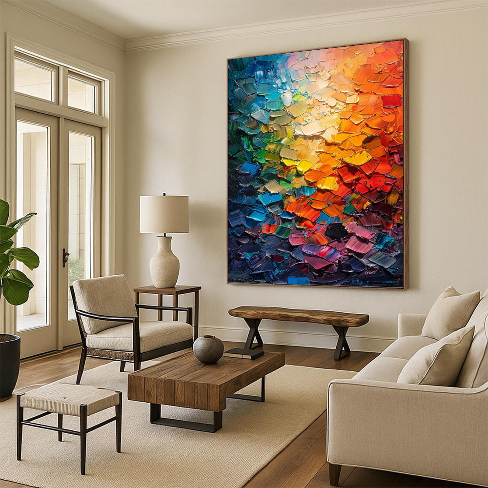 Tall - Standing Vertical Hand - Painted Custom Abstract Canvas (with Three - Dimensional Textures) for Office and Entryway DKH1555