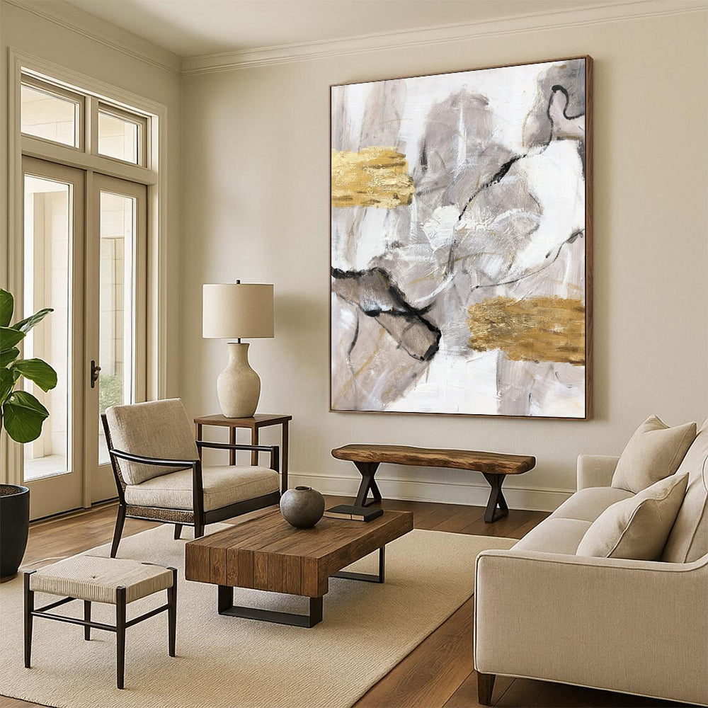 Regal Hand - Painted Textured Abstract Art for Hotel & Entryway DKH1301