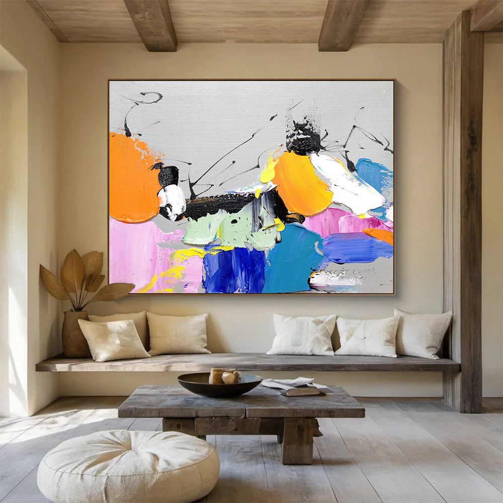 Colorful Abstract Splashes - Playful Living Room or Game Room Art DLZ267