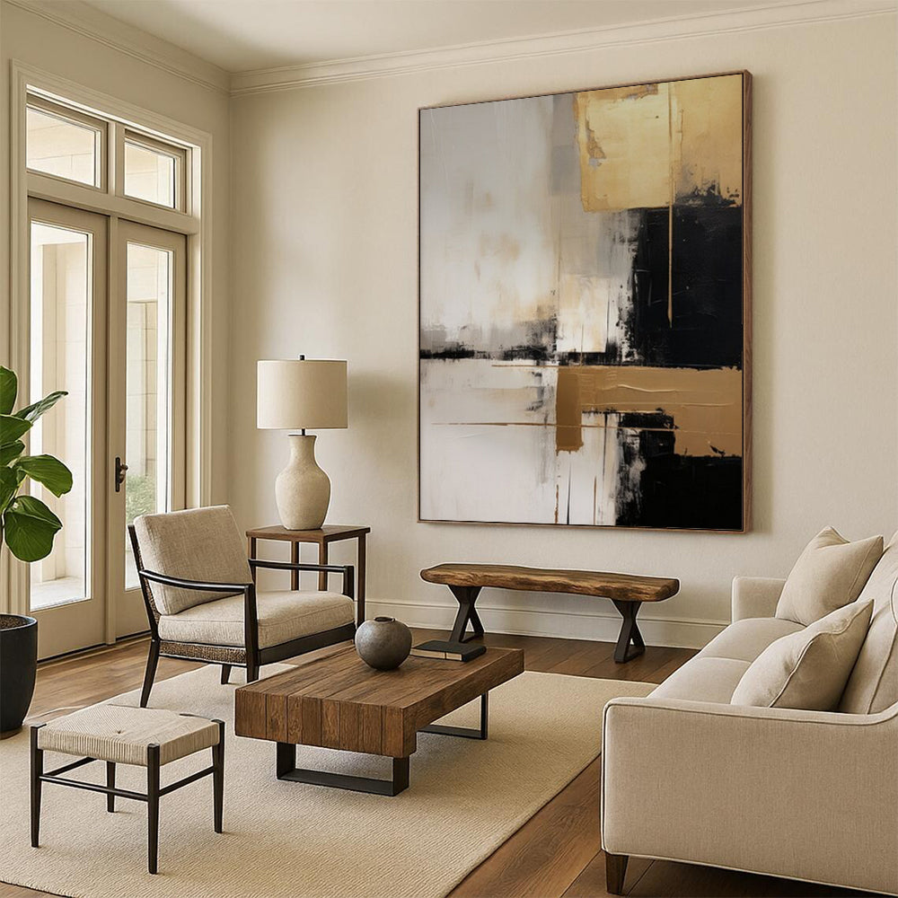 Oversized-Scale Hand-Painted Abstract Canvas for Family Room & Game Den LargeART2251