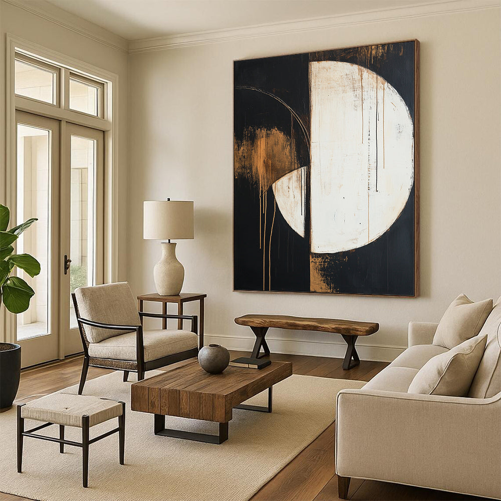 Half - Moon Shapes with Earthy Tones "Earthy Balance" Painting On Canvas HB295