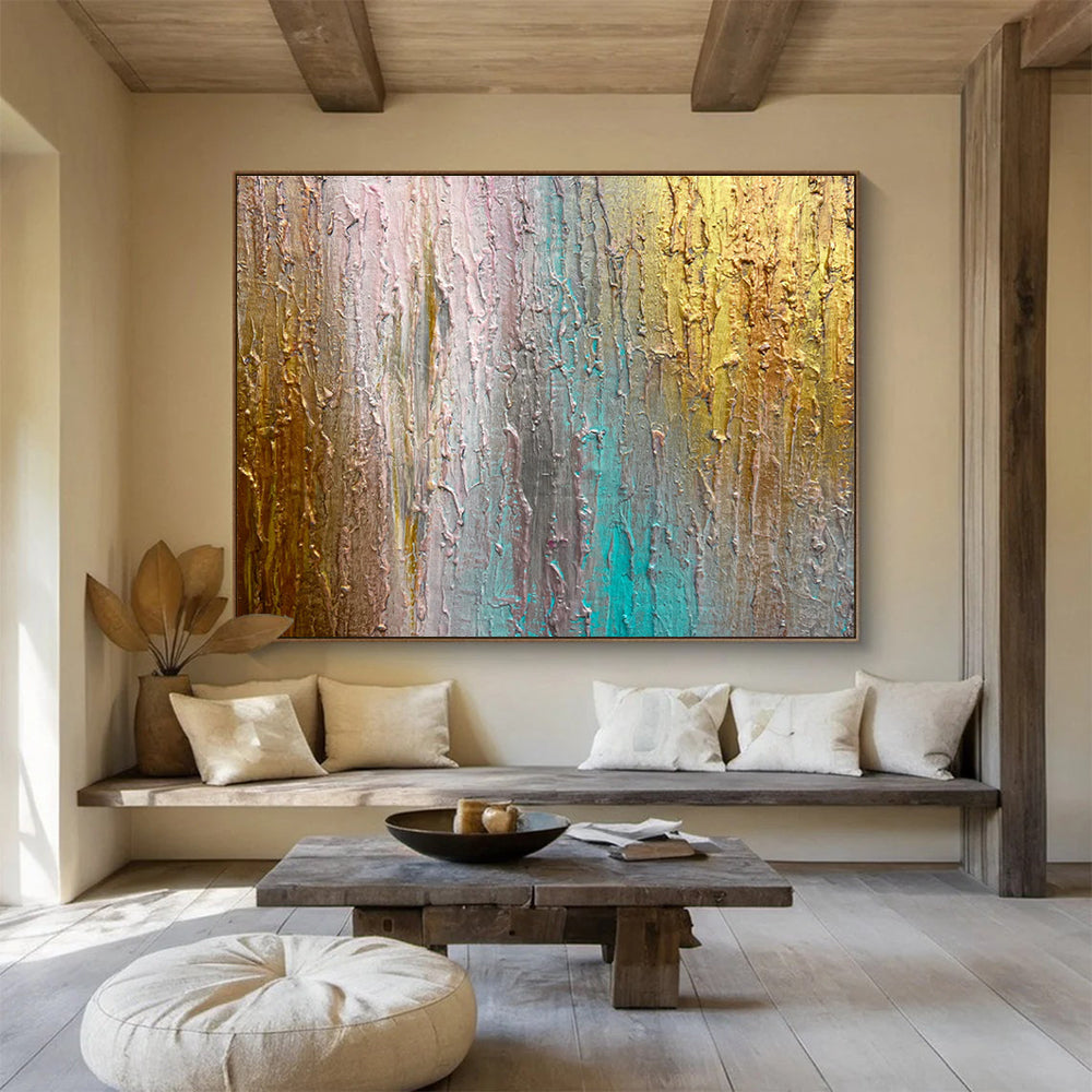 Cozy Large Abstract Painting with Plush Textured Surfaces for Bedroom & Hallway DKH916