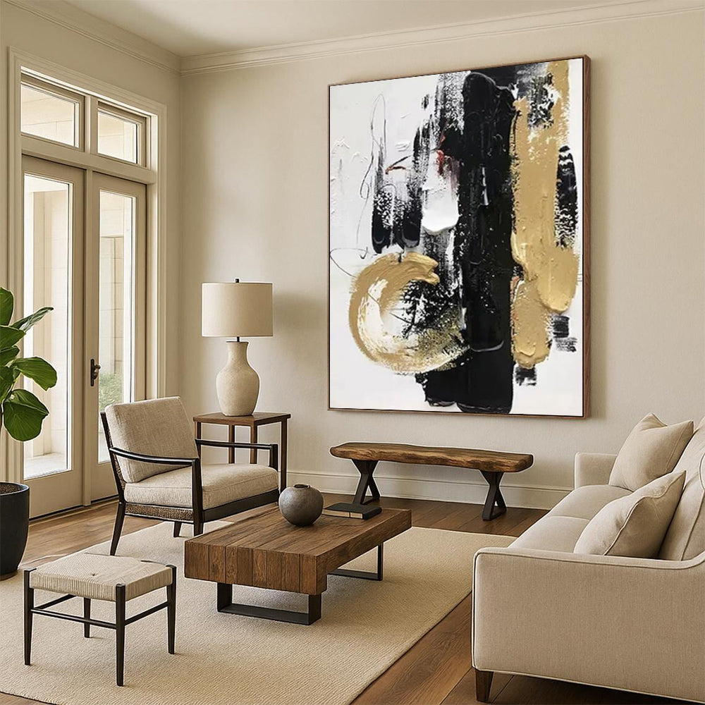 Pitted Textures: Mammoth Custom Abstract Work for Hallway and Living Room DTP146