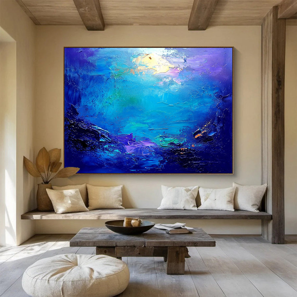 “Vibrant Ocean Swirl” - Blue, Purple, Green, Abstract Sea - Oil Painting HB1477