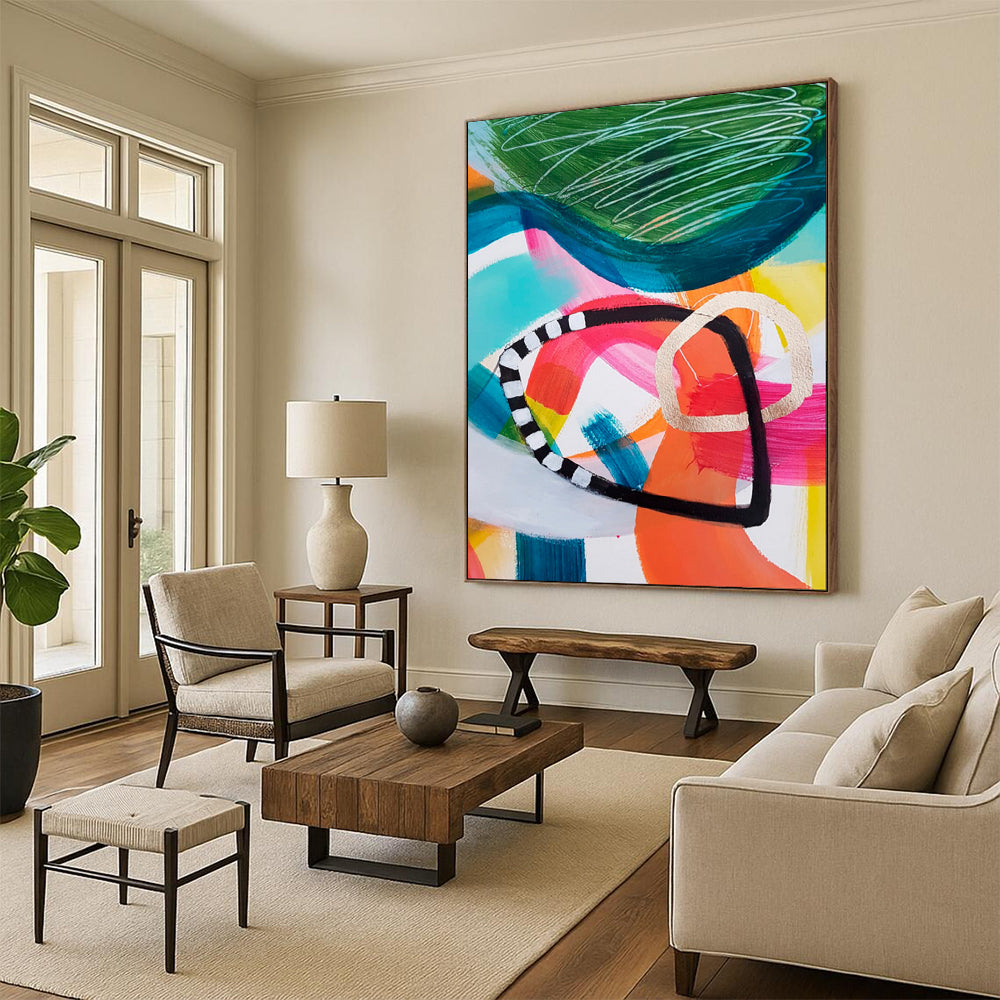 Hand-Painted Personalized Abstract Mural for Office & Dining Room LargeART1825