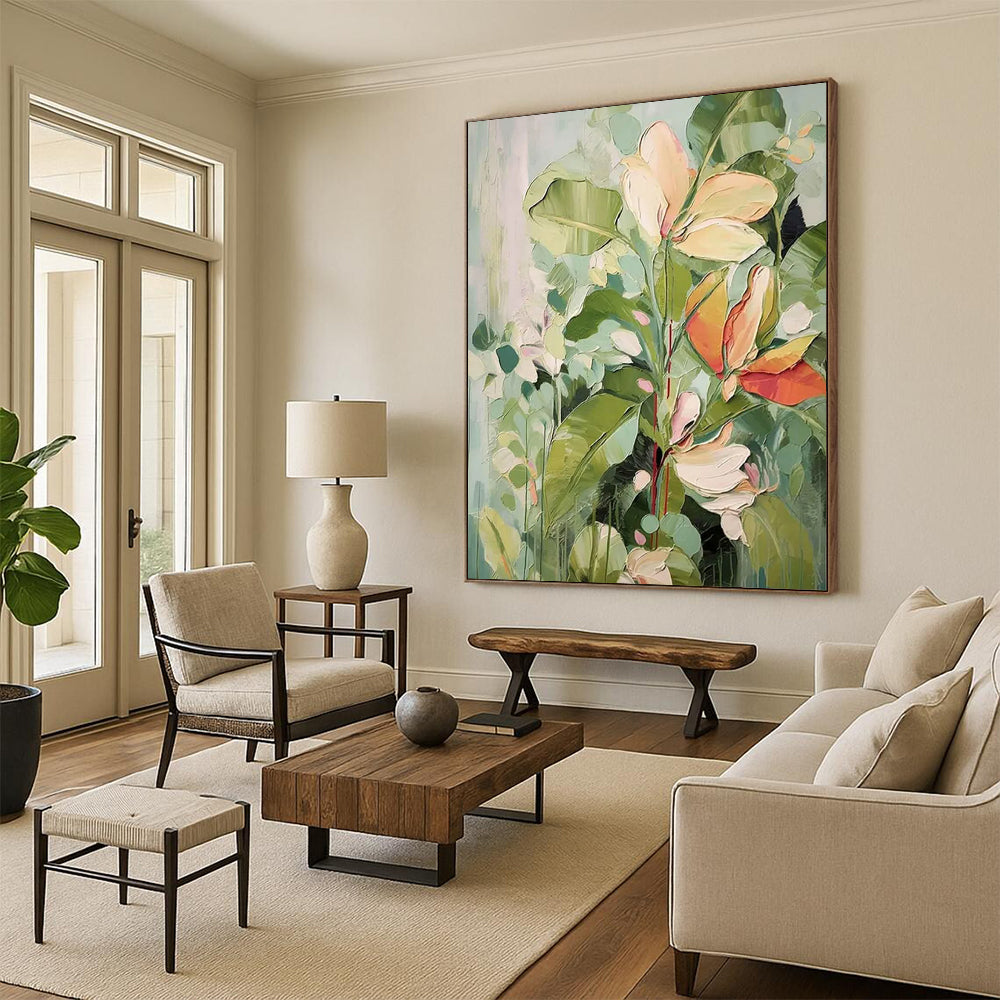 Luminary Trails: Oversized Hand - Painted Textured Custom Abstract Painting for Bedroom and Office DTP083
