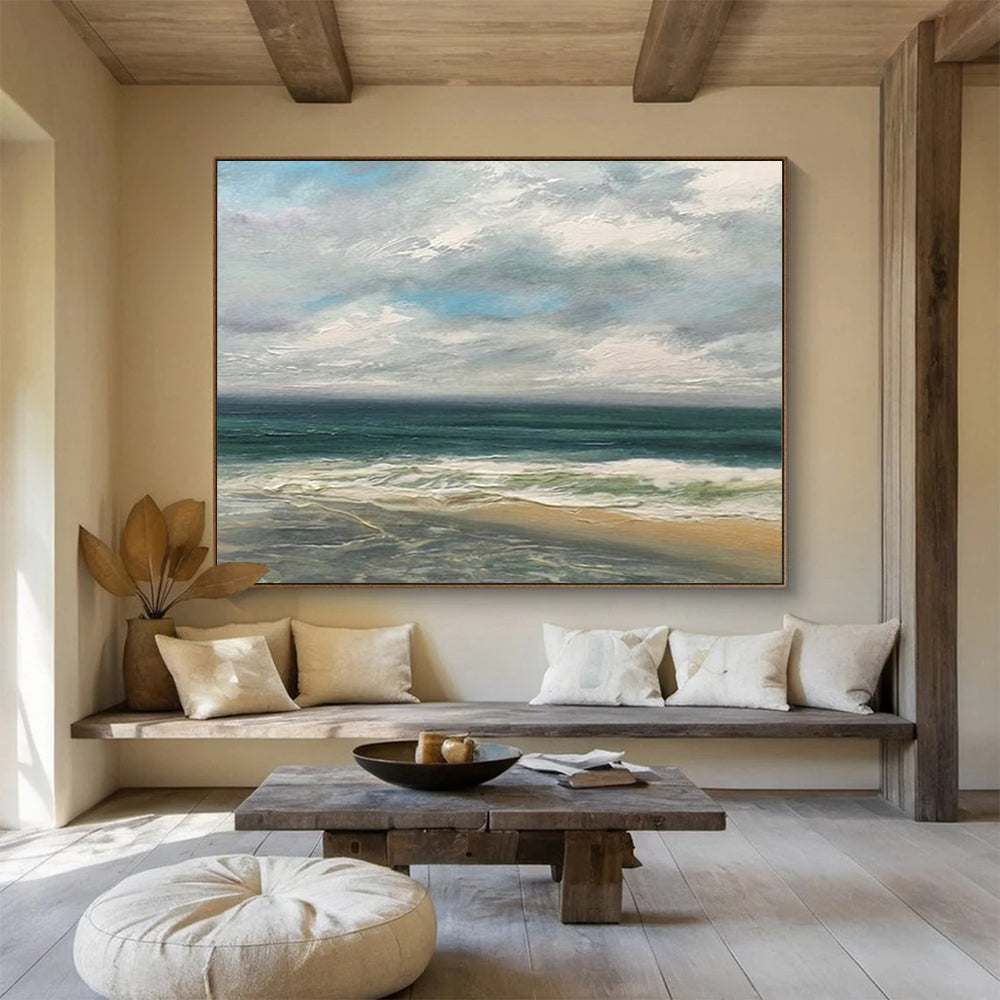 Serene Coastal Beach Scene - Relaxing Living Room Art DLZ021