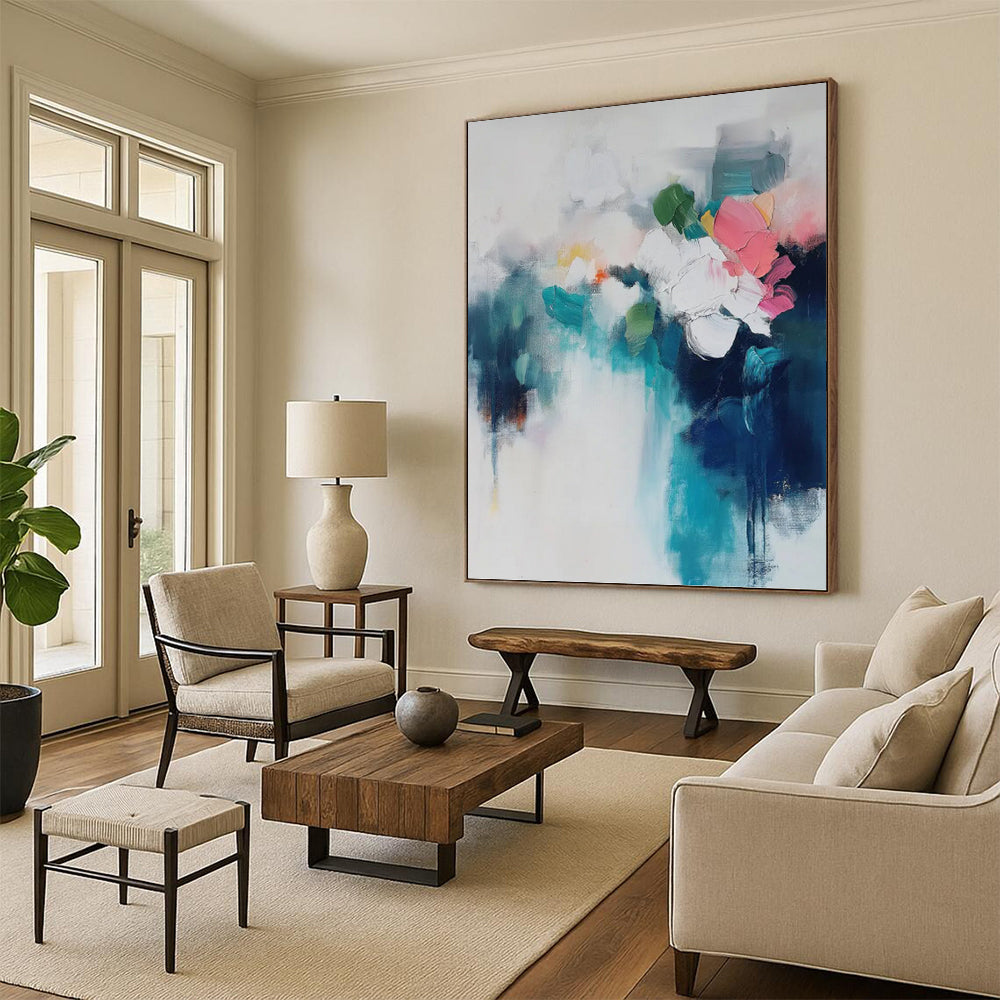 Custom - Designed Hand - Painted Textured Abstract Canvas for Bedroom & Dining Room DKH0996