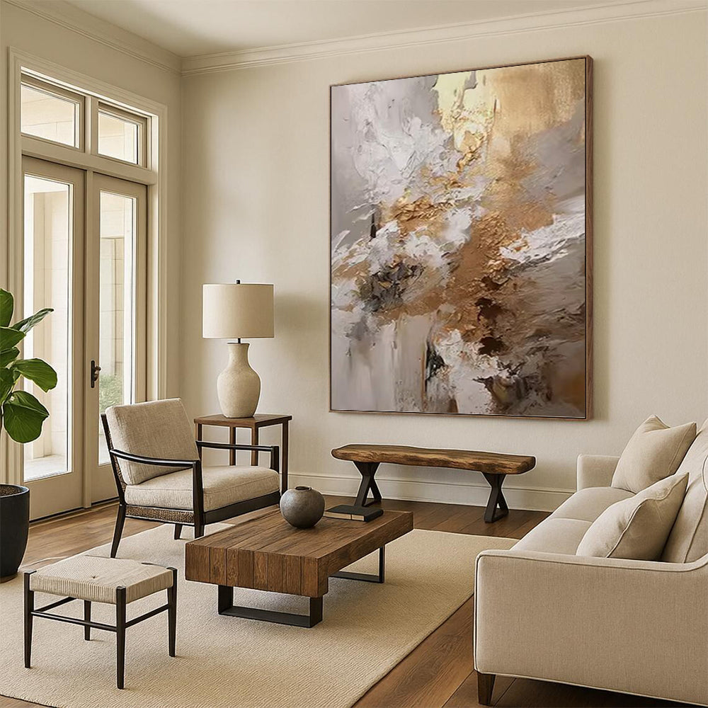 Productively Oversized Hand - Painted Textured Abstract Canvas for Home Office & Study Nook DKH1246