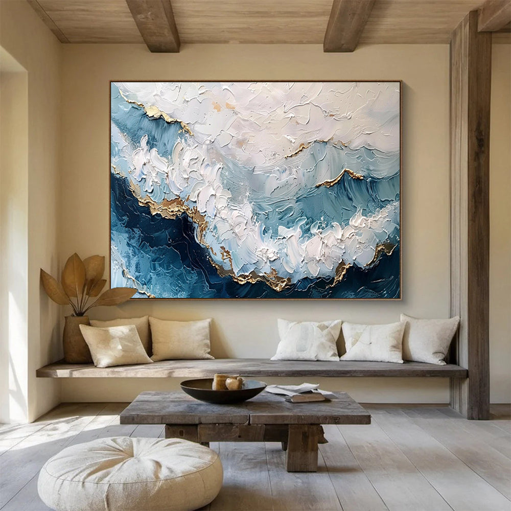 “Timeless Currents” Large - Sized Abstract Canvas for Bedroom & Dining Room DKH347