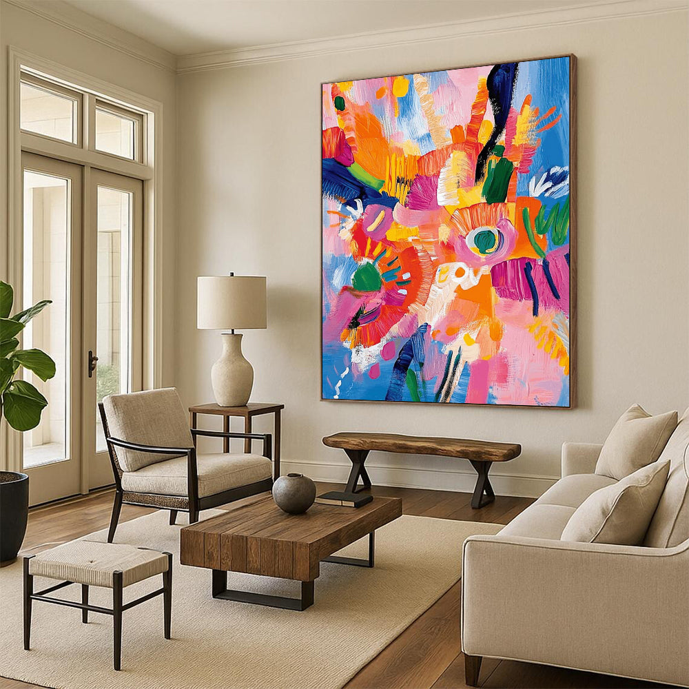 Custom Hand-Painted Abstract Art: Textured Styles for Bar & Hotel DTP287