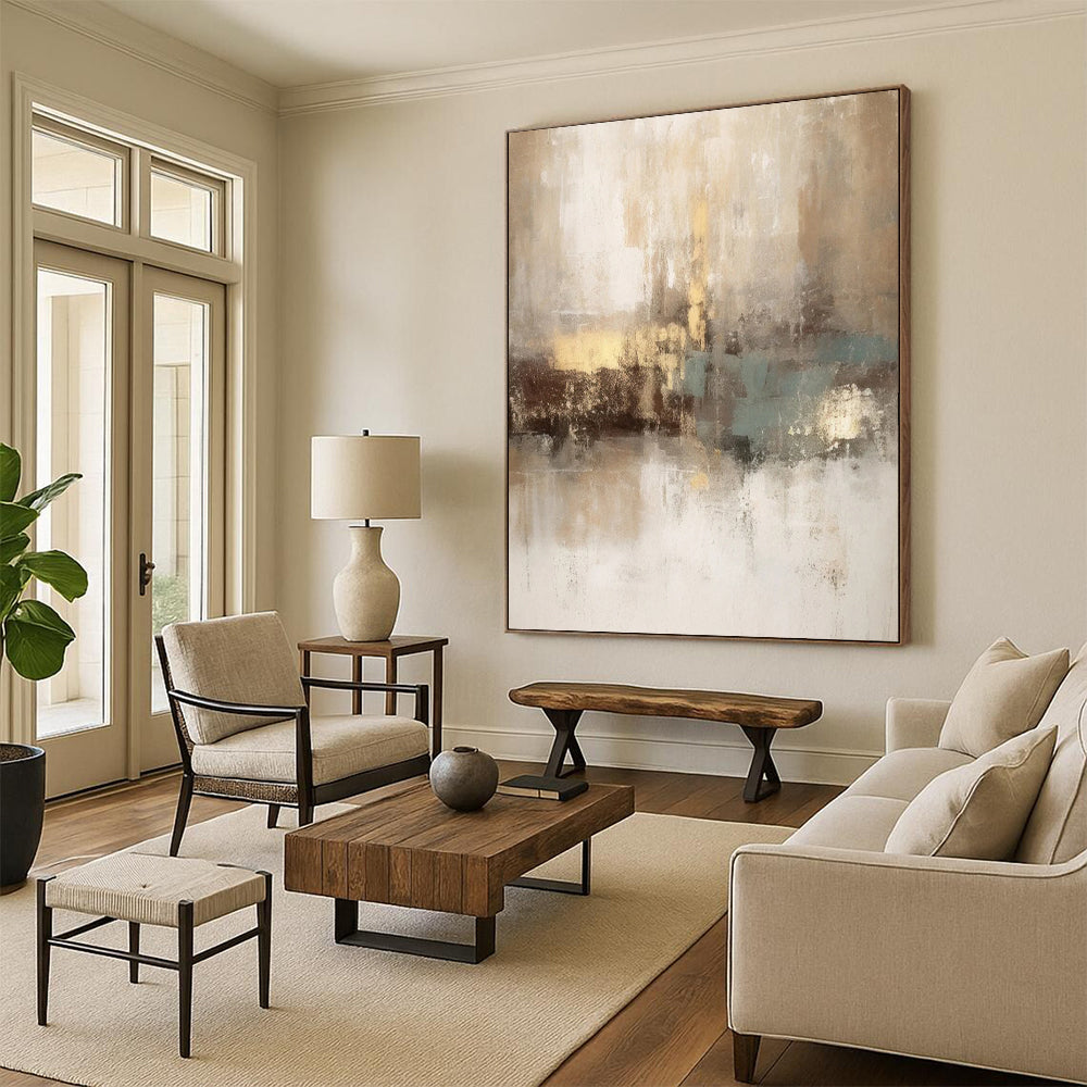 Monumental - Sized Hand - Painted Custom Abstract Work for Hallway and Dining Room DTP068