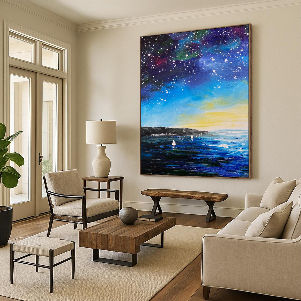 Custom Hand-Painted Abstract Mural for Office & Hotel LargeART1901