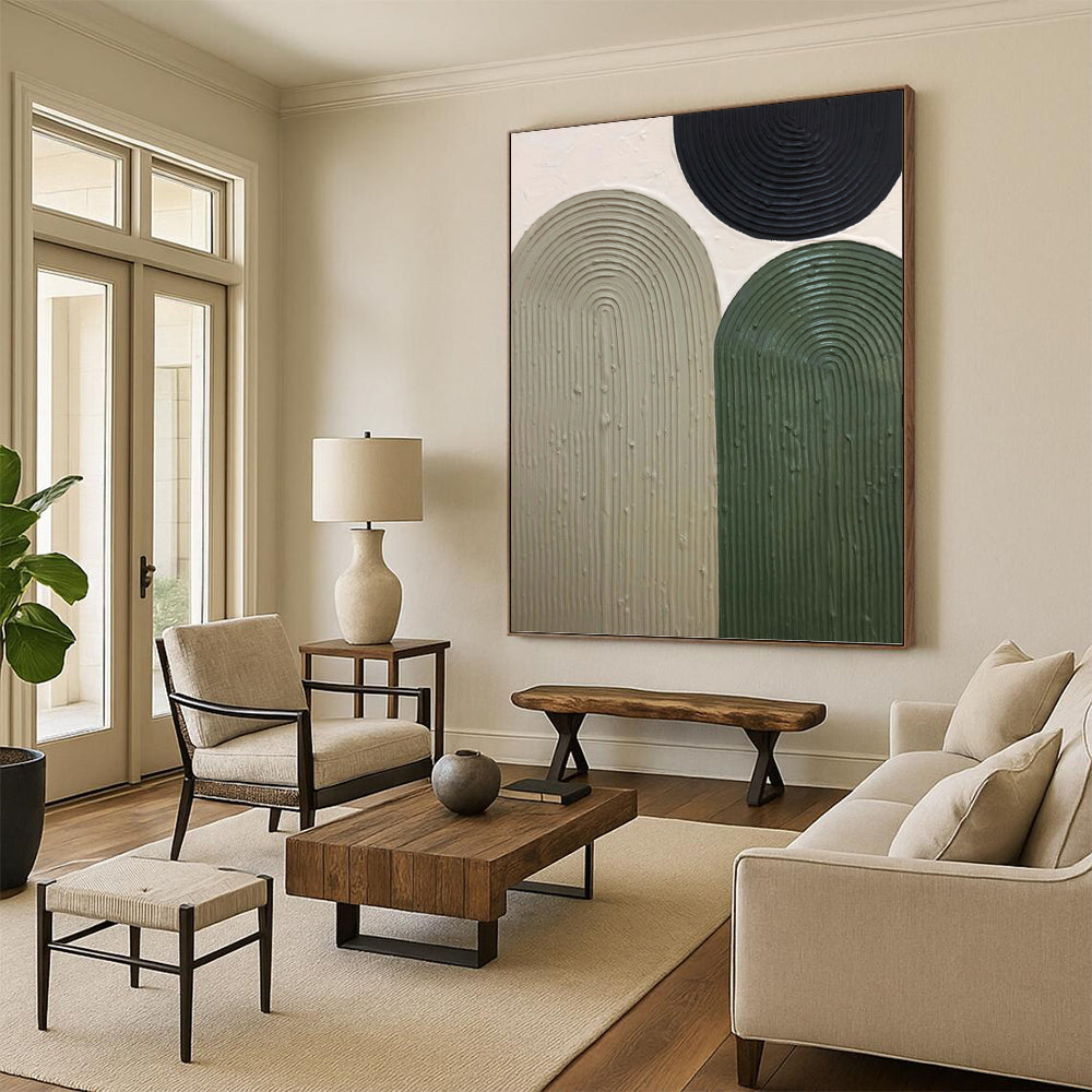 Designer - Curated Prestige: Hand - Rendered Textured Canvas Art for Hotel Suite & Living Room DKH1166
