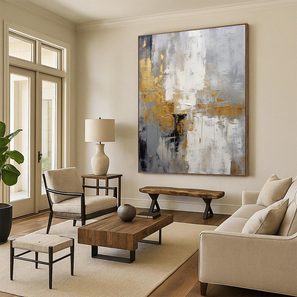 Large - Format Custom - Painted Textured Canvas Abstract for Dining Room & Bar DKH1062