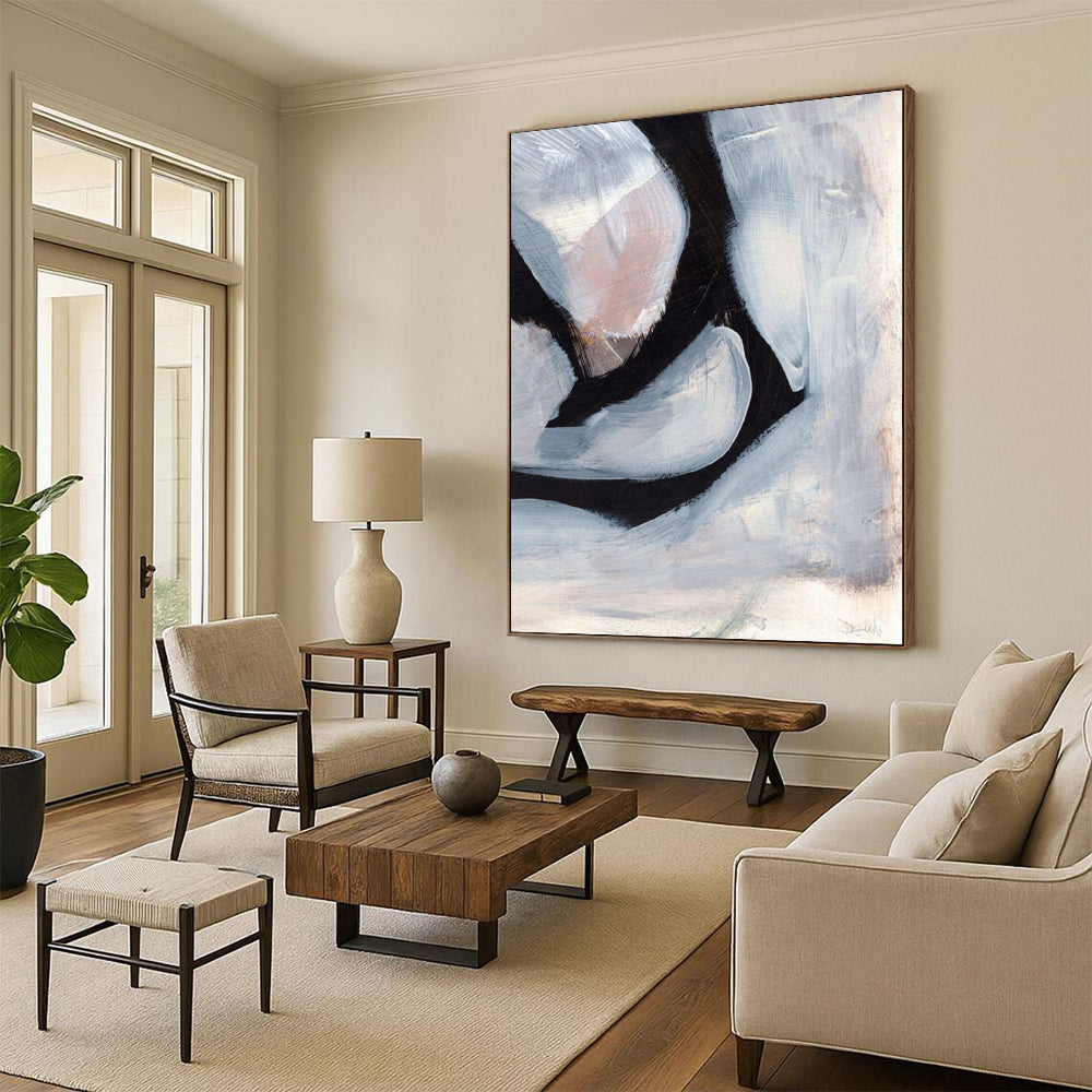 Custom Hand-Painted Abstract Artworks: Big Sizes & Textured Styles for Bar & Hotel DTP228