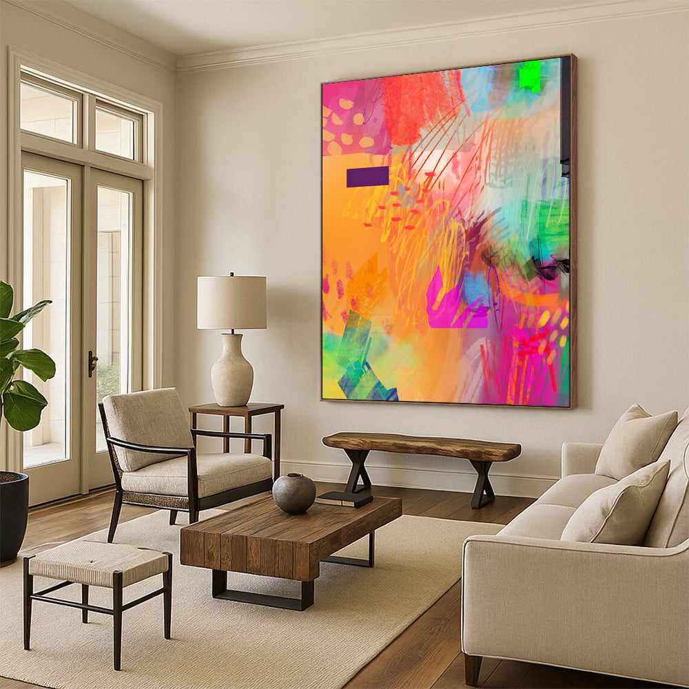 Textured & Rustic Hand-Painted Custom Abstract Painting for Office & Bar LargeART2004