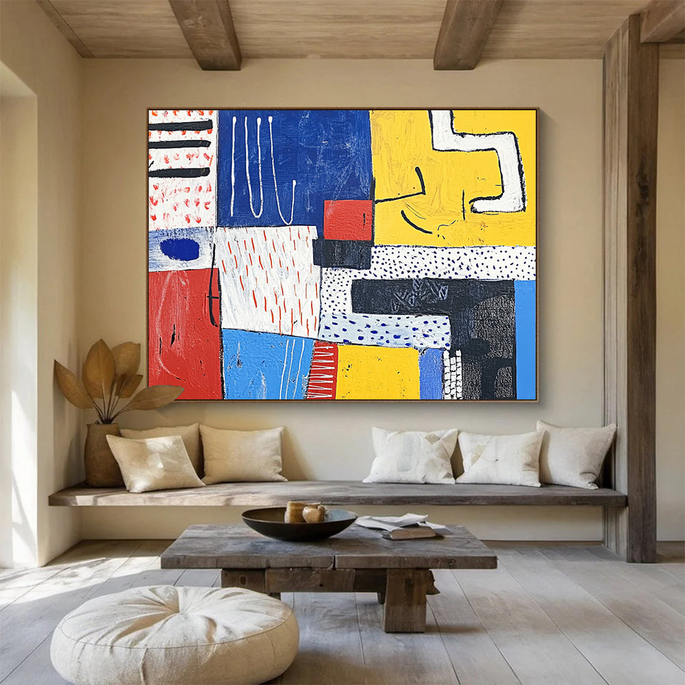 “Color - Block Abstract” - Mixed bright colors, geometric shapes, Abstract Painting On Canvas HB0556