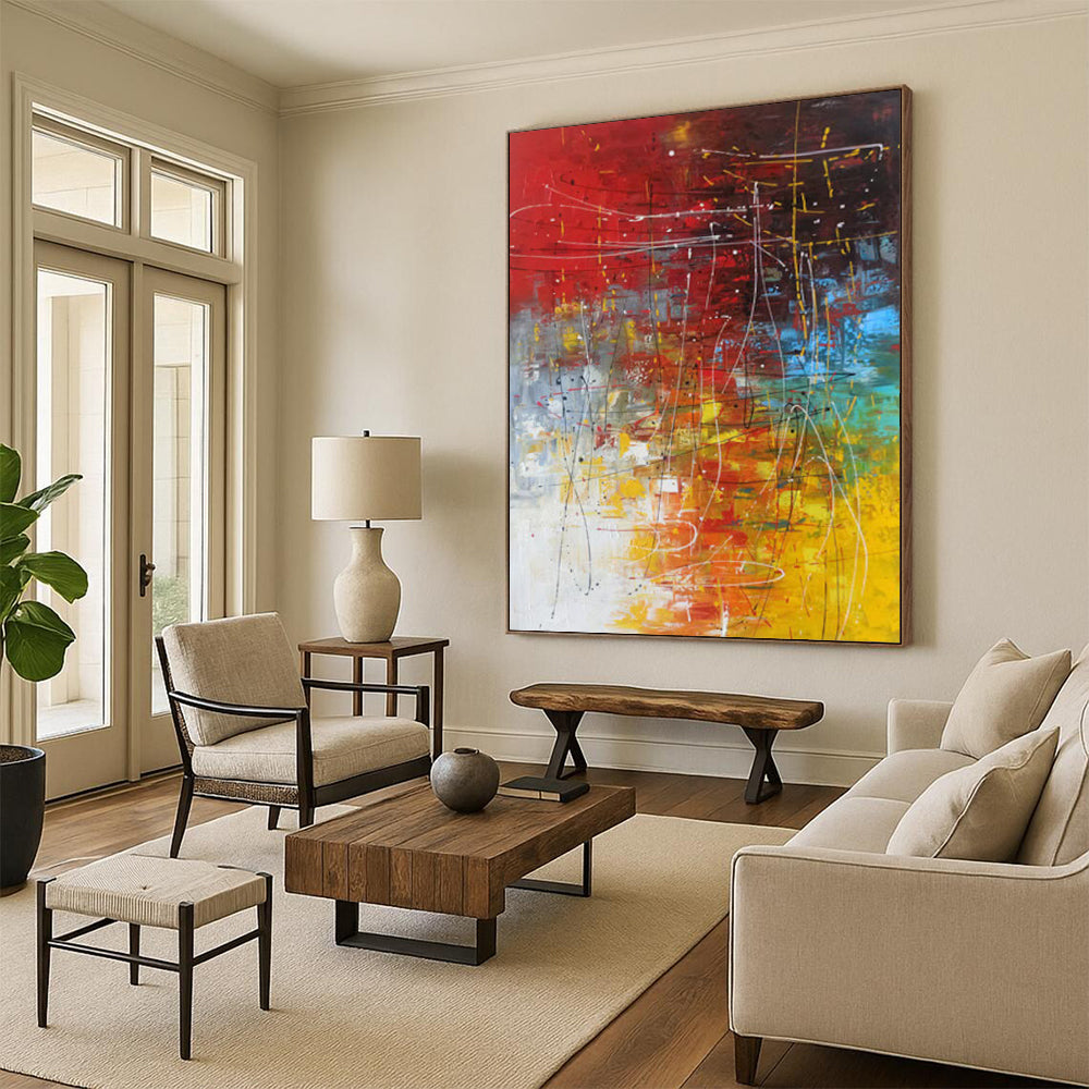 Custom Handmade Abstract Paintings: Big Sizes, Textured Details for Bedroom & Hallway DTP254