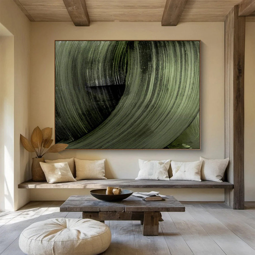 Abstract Green Swirls - Large Modern Office Accent DLZ123