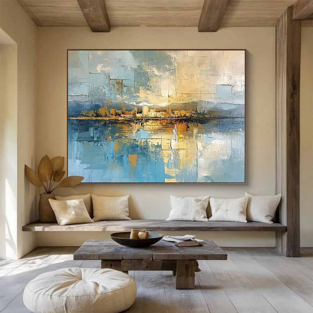 Geometric Coastal Cityscape - Modern Living Room Chic DLZ050