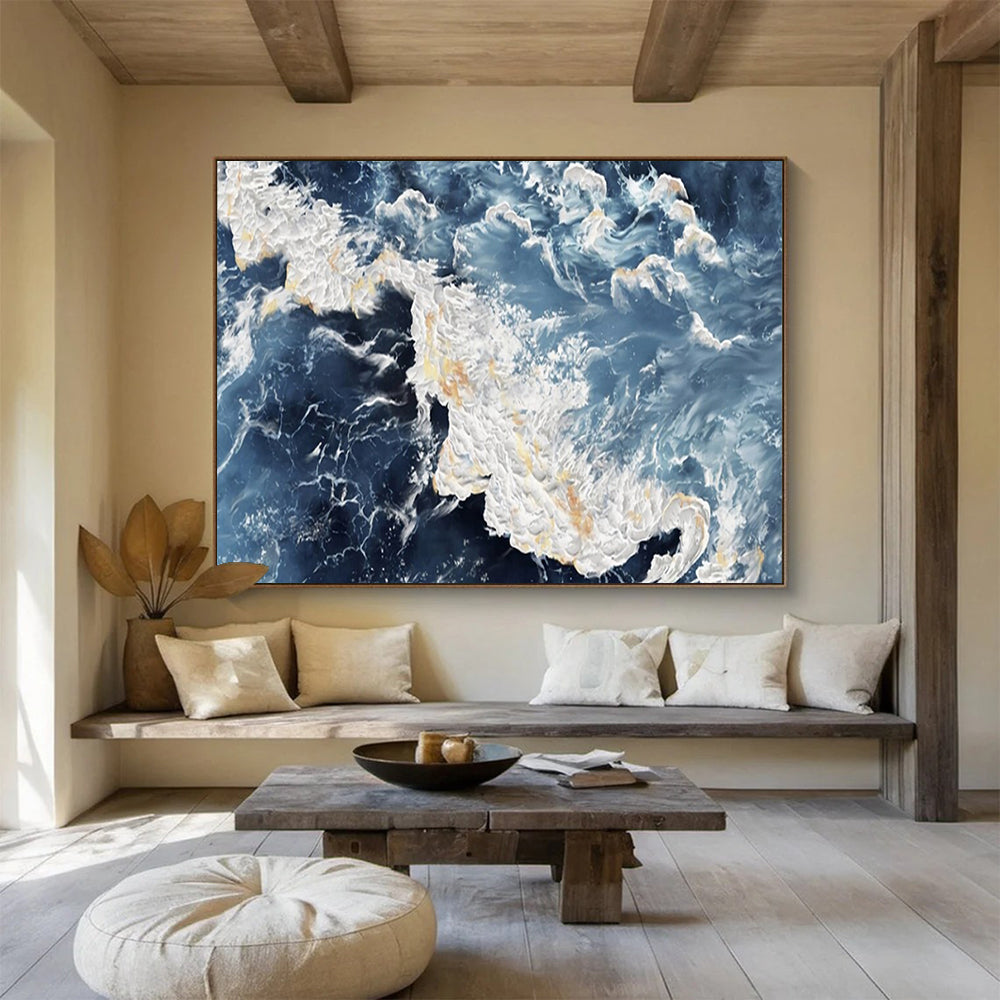 Vast-Sized Hand-Painted Abstract Canvases for Hotel & Entryway LargeART1528