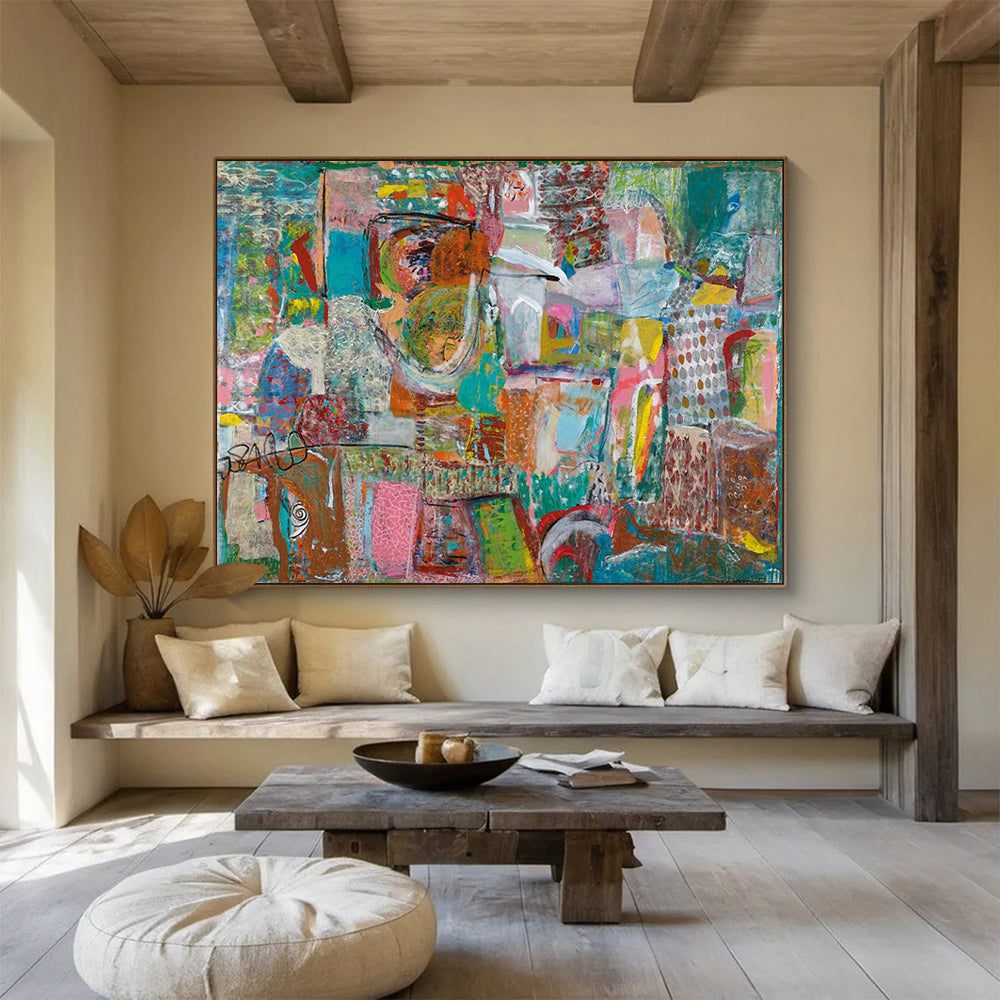 Mixed Media Abstract Collage - Eclectic Living Room or Office Art DLZ236