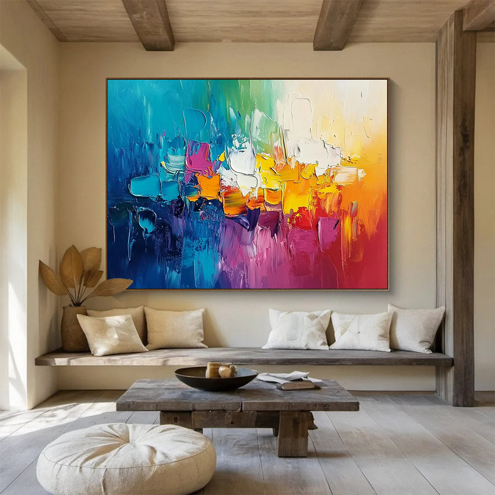 “Vibrant Abstract Blocks” - Colorful Palette, Abstract Block Shapes Painting On Canvas HB0857