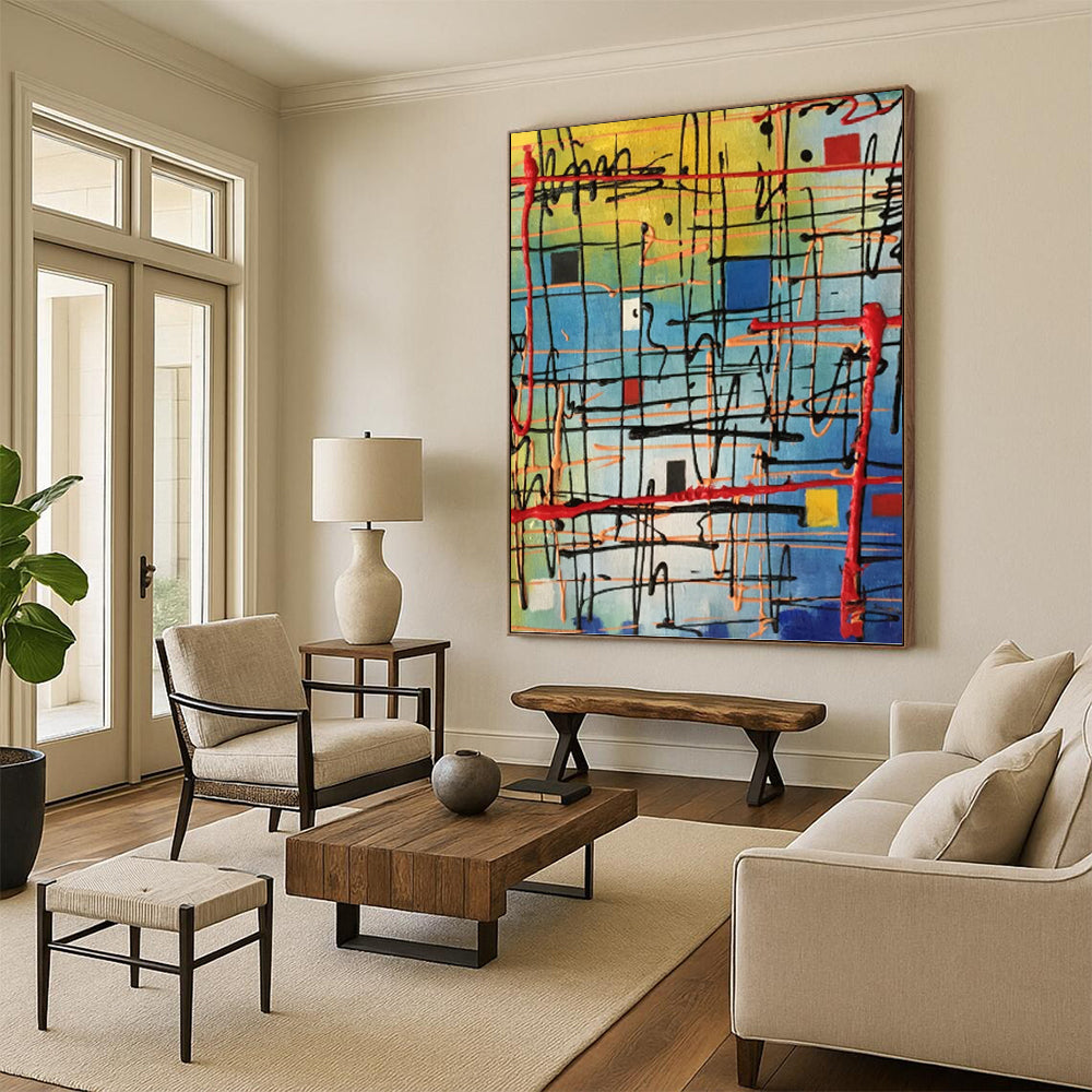 Grand Vertical Hand - Painted Textured Custom Abstract Artifact for Bedroom and Living Room DKH1582