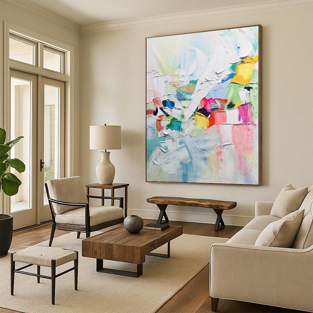 Hand-Painted Large Abstract Creations: Textured Details for Office & Hallway DTP267
